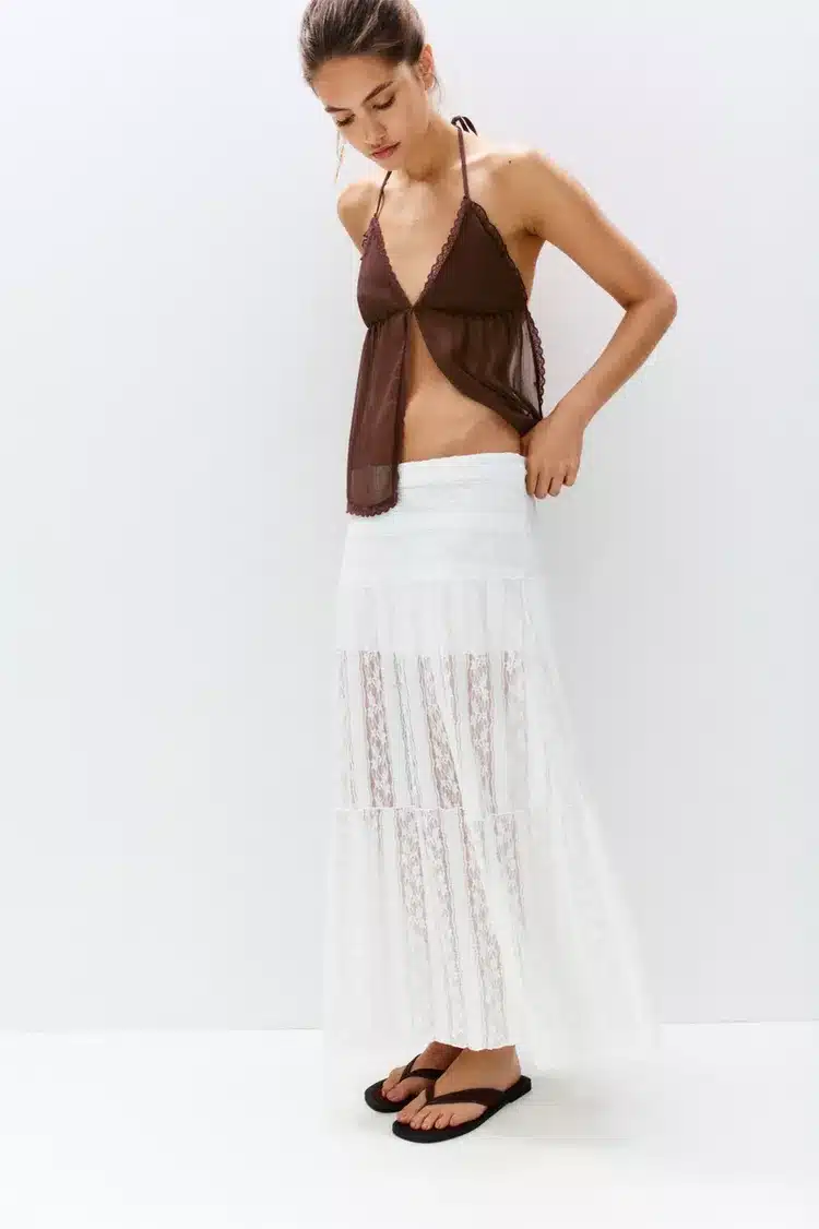 paneled midi skirt 