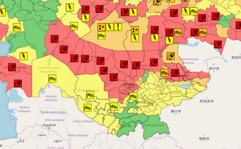 O‘zbekistonda ob-havo xavflarini ranglar bilan ogohlantiradigan tizim ishga tushdi