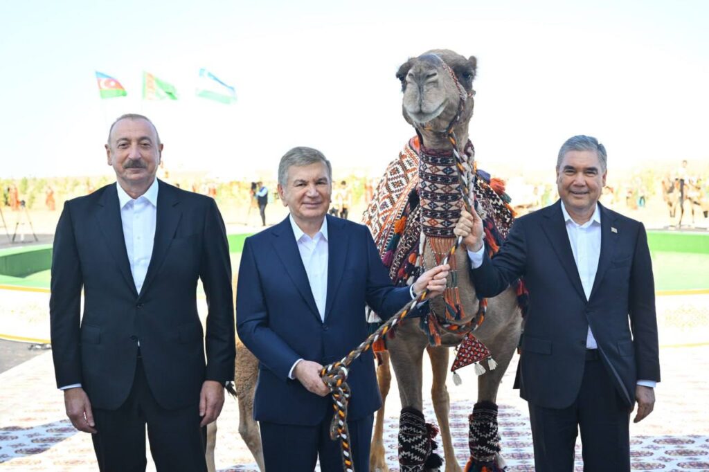 Berdymukhamedov Presents Camels to Uzbek President