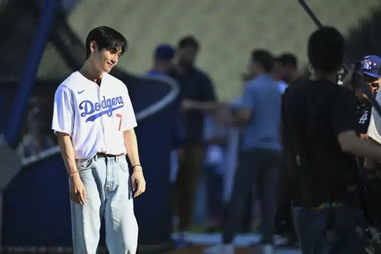 BTS Star V Delights Fans with First Pitch at Los Angeles Dodgers Game