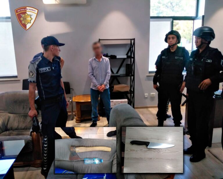 Toshkentda qorovul ish haqini oshirishi uchun rahbariga bolta bilan tahdid qildi