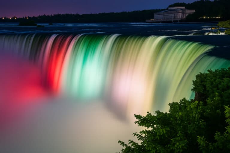 Niagara sharsharasi O‘zbekiston va Qirg‘iziston bayroqlari ranglariga yoritiladi