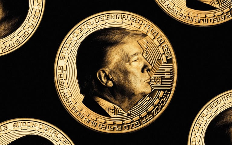 Trump face on a crypto coin