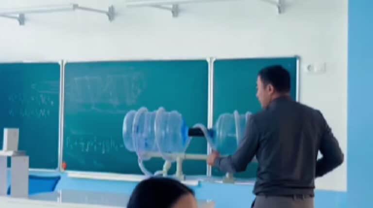 Kazakh Physics Teacher Goes Viral For Making Air Blaster From Plastic Bottles