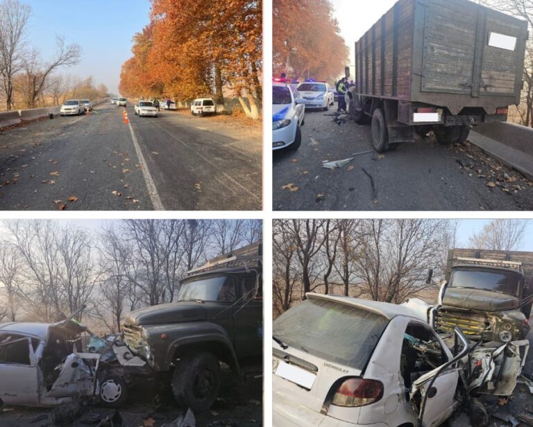 В Джизаке Matiz выехал на встречку и столкнулся с грузовиком