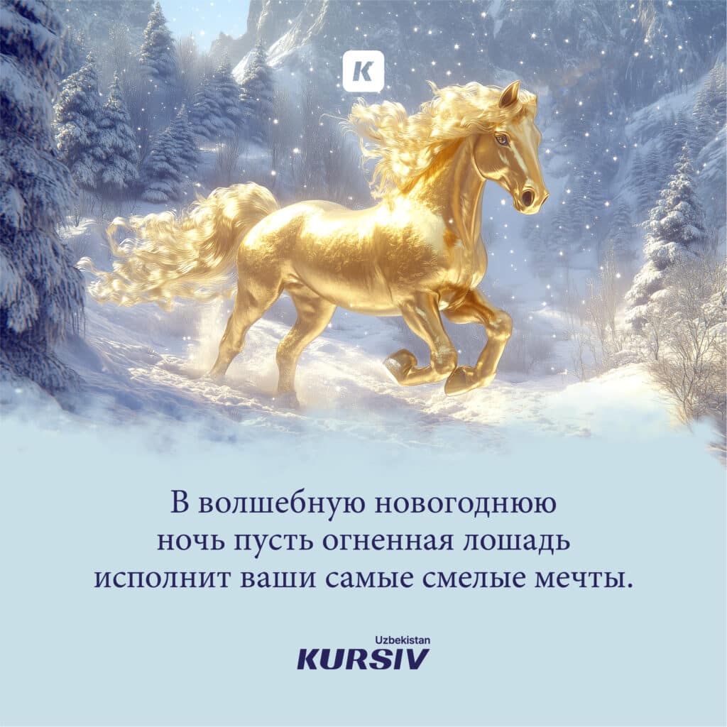 Волшебная открытка с надписью «Время загадывать самое дерзкое!»: ночной зимний фон со звездами и огненным силуэтом года, передающий атмосферу исполнения самых смелых желаний.