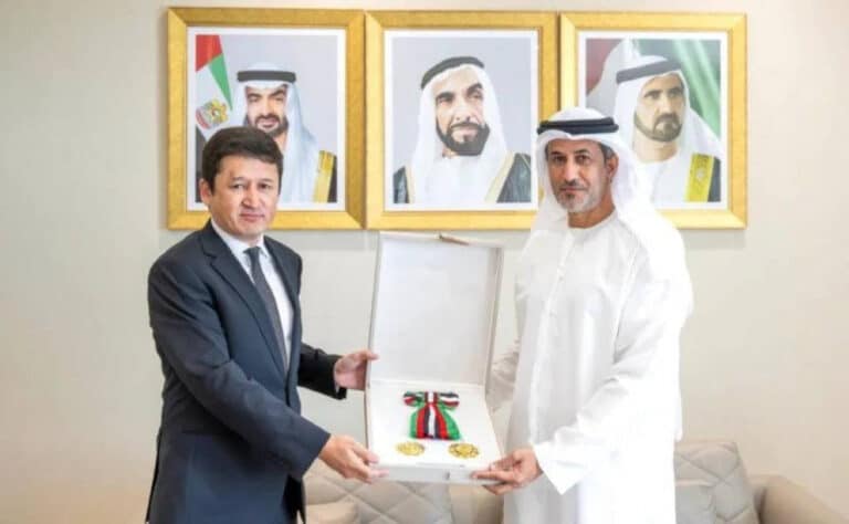 O‘zbekiston elchisiga BAA tomonidan “Mustaqillik” ordeni topshirildi