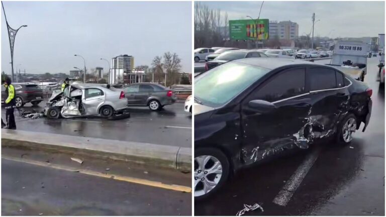 В Ташкенте столкнулись четыре автомобиля — видео