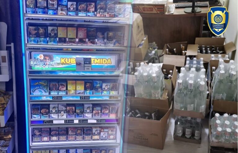 Qo‘qon va Bekobodda noqonuniy alkogol va tamaki savdosi fosh etildi