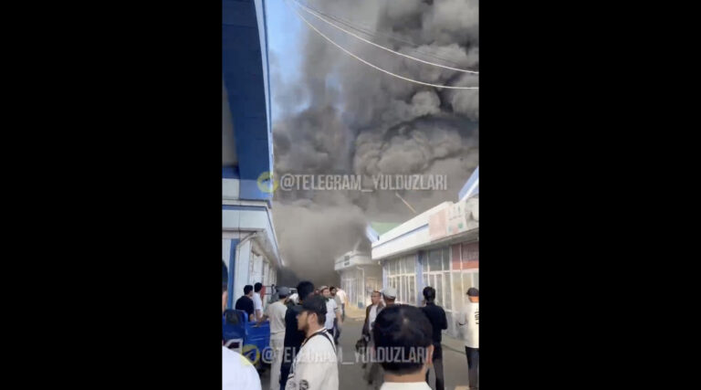 В Ташкенте загорелся рынок рядом с Абу-Сахи: огонь охватил несколько магазинов