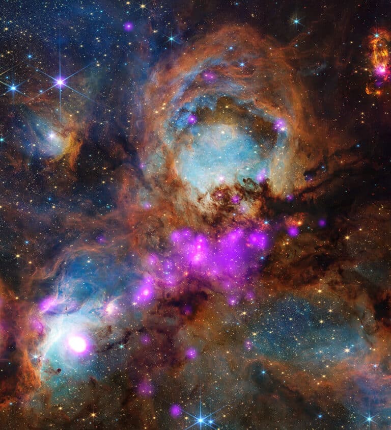NASA показало «Кошачью лапу»: телескопы Webb и Chandra сняли туманность с молодыми звездами