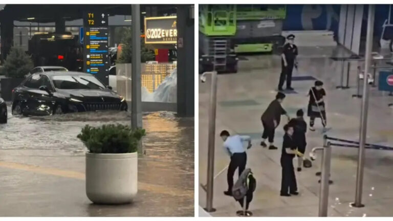 Olmaota aeroporti ham yomg‘ir suvlari ostida qoldi — video
