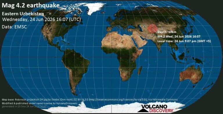 Earthquake Felt Near Namangan in Eastern Uzbekistan