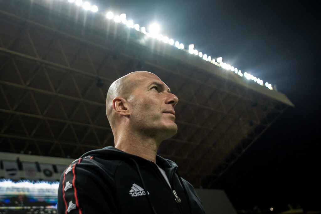 French football superstar and coach Zinedine Zidane attends the start match of the 2018-2019 adidas CUFA (China University Football Association) in Guangzhou city, south China's Guangdong province, 30 November 2018.

Adidas have become the new title sponsors of the China University Football Association League (CUFA League).