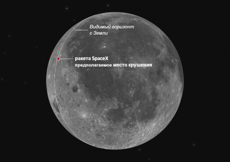 Ракета SpaceX оставила на Луне облако из натрия и лития